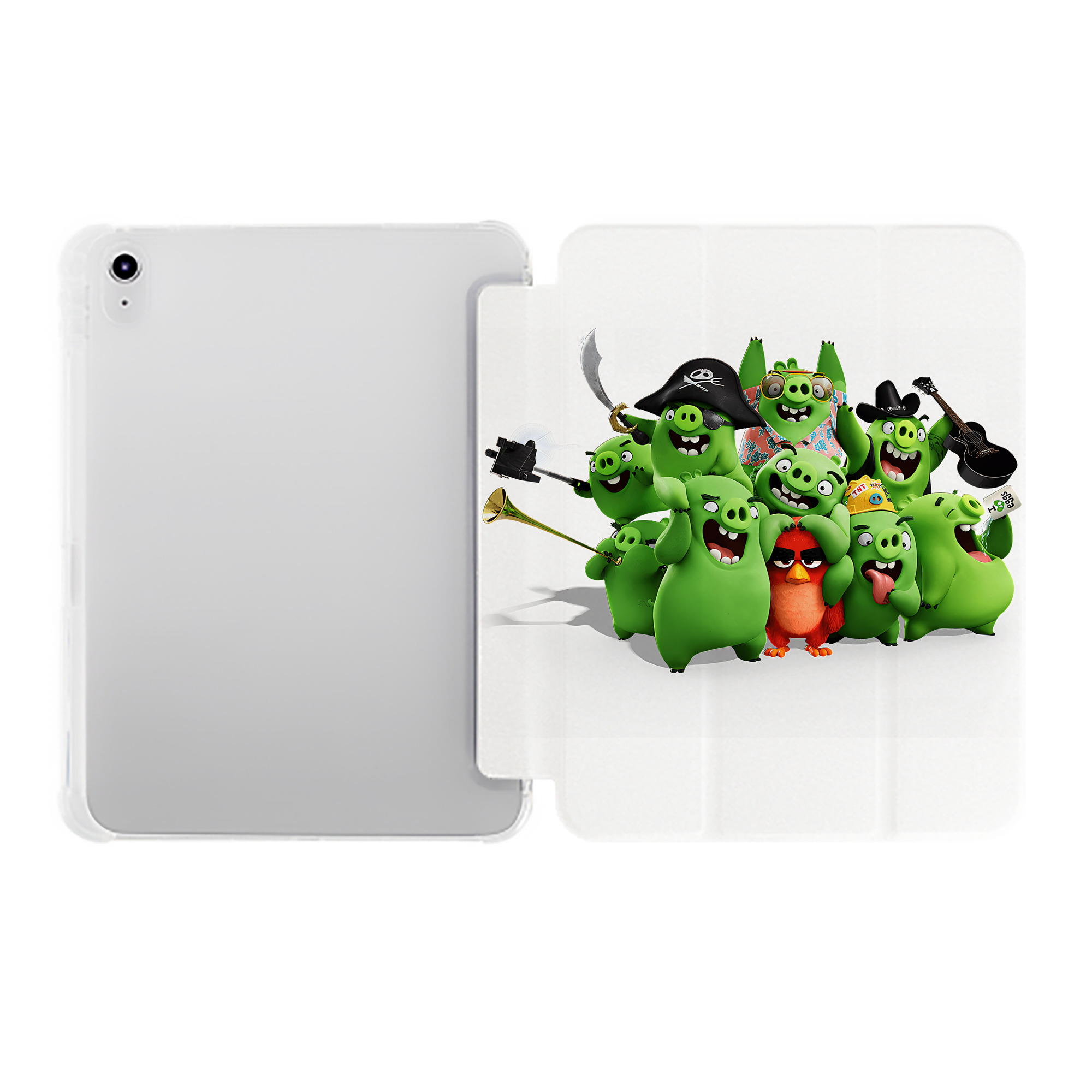 （画像用） Angry Birds アングリーバード IPad ケース ペン収納付き 三つ折りスタンド PUレザー×シリコン 対応機種9.5/10.5/10.9インチ